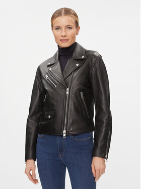 Tommy Hilfiger Tommy Hilfiger Кожено яке Perfecto WW0WW39943 Черен Slim Fit