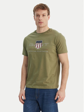 Gant Gant T-shirt Archive Shield 2003199 Zelena Regular Fit