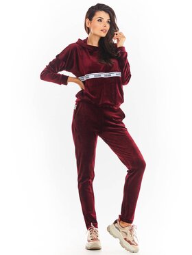 Awama Awama Spodnie damskie A372 Bordowy Basic Fit