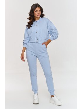 Makadamia Makadamia Komplet bluza, bluzka i spodnie A11 Błękitny Loose Fit