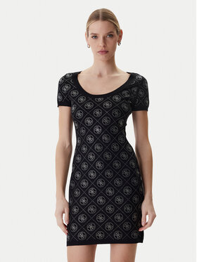 Guess Guess Pletena obleka W6RK92 Z3JD2 Črna Regular Fit