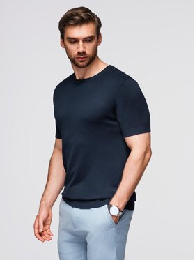 Ombre Ombre T-Shirt OM-TSCT-0252 Granatowy Regular Fit