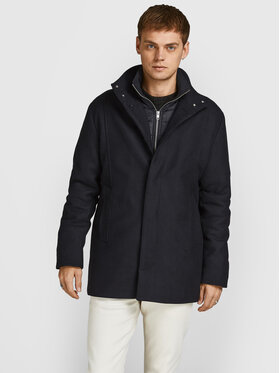 Jack&Jones Jack&Jones Vlněný kabát Dunham 12189349 Černá Regular Fit