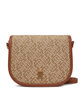 Tommy Hilfiger Tommy Hilfiger Torebka Th Monoplay Leather Saddle Bag AW0AW17414 Brązowy