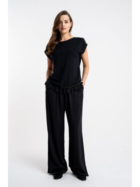 CLICK CLICK Kalhoty z materiálu 30-355 Černá Loose Fit