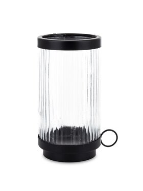 MIAhome MIAhome Świecznik szklany z czarnym metalem 22 cm Czarny