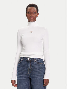 Calvin Klein Jeans Calvin Klein Jeans Bluză cu gât LV047D203G Alb Slim Fit