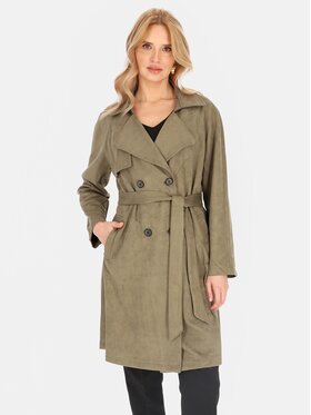 Perso Perso Płaszcz przejściowy BLE252325F Khaki Regular Fit