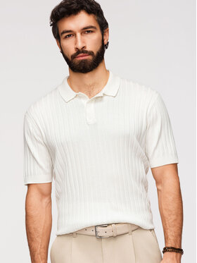 Ombre Ombre Polo OM-POSS-0169 Biały Slim Fit