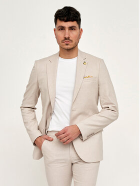 VILLARO VILLARO Marynarka MAR715 Beżowy Slim Fit