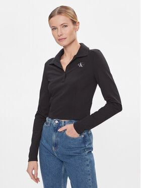 Calvin Klein Jeans Calvin Klein Jeans Bluzka Polo Collar Milano Regular Top J20J222556 Czarny Regular Fit