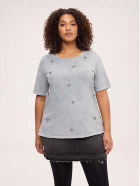 Fiorella Rubino Fiorella Rubino T-Shirt G02UL009683N013 Szary Regular Fit
