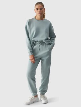 4F 4F Spodnie dresowe 4FWAW24TTROF0819-47S Zielony Regular Fit