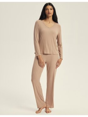 Esotiq Esotiq Piżama 44388 Beżowy Regular Fit