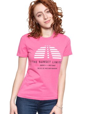 Lee Lee T-Shirt SUNSET TEE Różowy Slim Fit