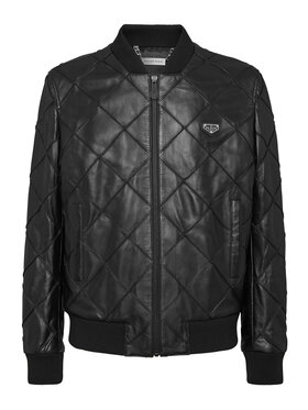 PHILIPP PLEIN PHILIPP PLEIN Kožená bunda 9483 Čierna Regular Fit