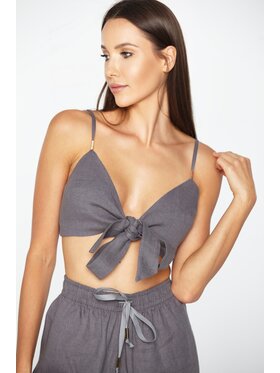 MANDRAGORA MANDRAGORA Top Lniany Capri Szary Regular Fit