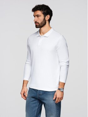 Ombre Ombre Longsleeve OM-POBL-0162 Biały Regular Fit