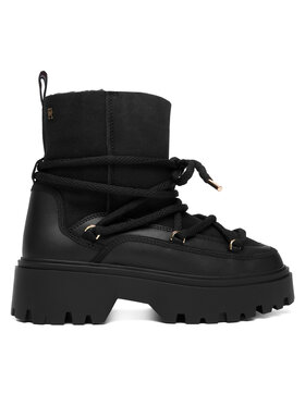 Tommy Hilfiger Tommy Hilfiger Hótaposó Real Shearling Laceup Snowboot FW0FW08996 Fekete
