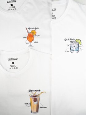 MyStars MyStars T-Shirt Zestaw 3 T-Shirtów MyStars Drink Biały XL Biały Regular Fit