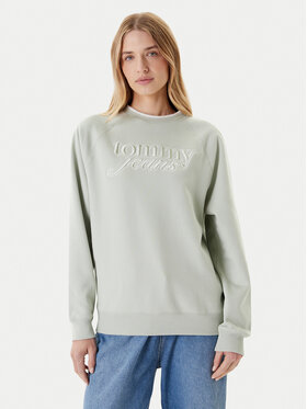 Tommy Jeans Tommy Jeans Sweatshirt Script DW0DW21196 Grün Regular Fit