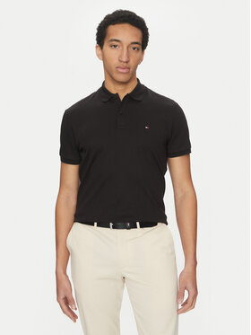 Tommy Hilfiger Tommy Hilfiger Тениска с яка и копчета Essential MW0MW35585 Черен Regular Fit