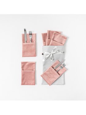 Doram design Doram design Dekoracja Welurowe Etui na sztućce Mellow 6 szt. Różowy