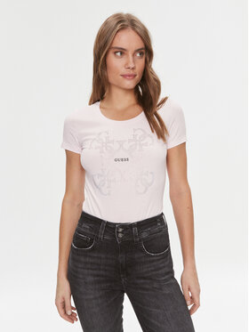 Guess Guess T-shirt W4RI35 J1314 Ružičasta Slim Fit