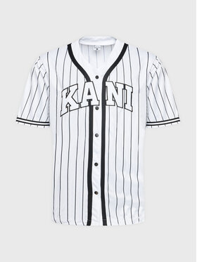 Karl Kani Karl Kani Тишърт Serif Pinstripe Baseball 6033361 Бял Relaxed Fit