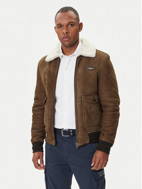 Aeronautica Militare Aeronautica Militare Kožená bunda 252PN0163U100893 Hnedá Regular Fit