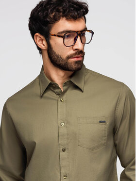 Ombre Ombre Koszula K695 Zielony Regular Fit