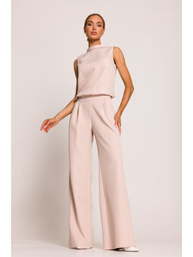 Made of Emotion Made of Emotion Kombinezon M382 Beżowy Wide Leg