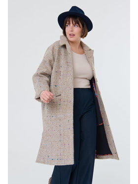 blue shadow blue shadow Płaszcz Lessy Plus Size Beżowy Standard Fit