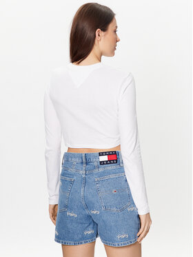 Tommy Jeans Majica Essential Logo DW0DW15443 Bijela Cropped Fit