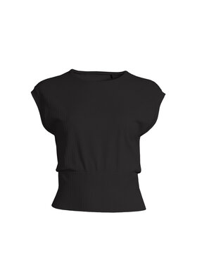 Casall Casall T-Shirt Seamless Graphical Rib Tee Czarny Regular Fit