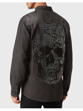 PHILIPP PLEIN PHILIPP PLEIN džínová košile 2571 Šedá Regular Fit