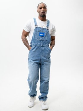 Jigga Wear Jigga Wear Ogrodniczki Spodnie Jeansowe Ogrodniczki Męskie Jasne Niebieskie Jigga Wear Logo Dungarees Baggy XL Niebieski Baggy Fit