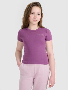 4F 4F T-Shirt BASIC+ Fioletowy Slim Fit