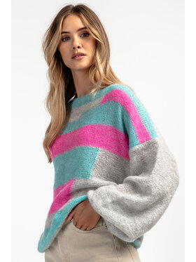 Fobya Fobya Sweter F1895 Różowy Basic Fit