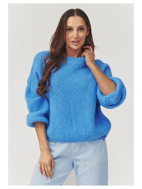 Makadamia Makadamia Sweter C37 Niebieski Loose Fit