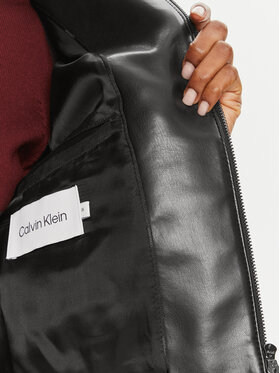 Calvin Klein Usnjena Jakna K20K207975 Črna Regular Fit