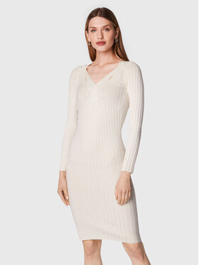 Guess Guess Trikotāžas kleita Gabrielle W2BK28 Z2V42 Écru Slim Fit