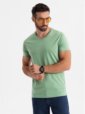 Ombre Ombre T-Shirt OM-TSBS-0237 Zielony Regular Fit