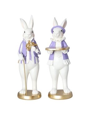 MIAhome MIAhome Figurka para króliczków z tacą 30,5x10,5x15 cm Biały