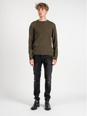 Les Hommes Les Hommes Svetr LKK112-603A | Jumper with Nylon Khaki Regular Fit