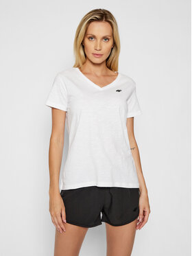 4F 4F T-Shirt NOSH4-TSD002 Biały Regular Fit