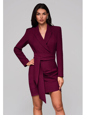 Ombre Ombre Sukienka wieczorowa LA-OM-DLR166 Bordowy Slim Fit
