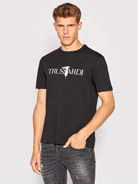 Trussardi Trussardi T-Shirt Logo Print 52T00631 Czarny Regular Fit