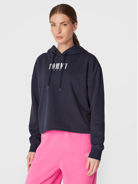 Tommy Jeans Tommy Jeans Mikina Essential Logo DW0DW14327 Tmavomodrá Relaxed Fit