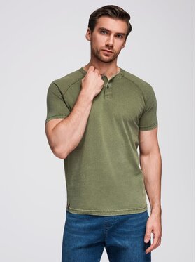 Ombre Ombre T-Shirt OM-TSWT-0150 Zielony Regular Fit